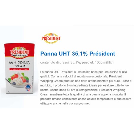 PANNA DA MONTARE 35% UHT PRESIDENT LT.1