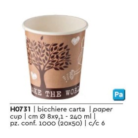 BICCHIERE CARTA CAPPUCC.BIO ML.240 PZ.50